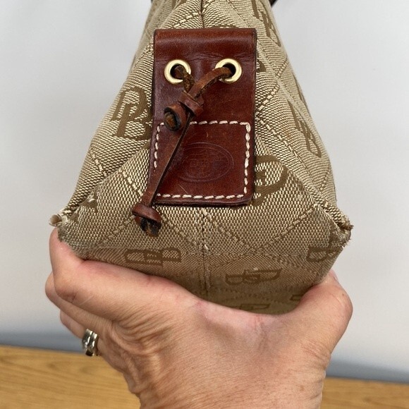 Dooney & Bourke Womens Signature Print Tote Shoulder Bag Tan Brown Large - Picture 6 of 14